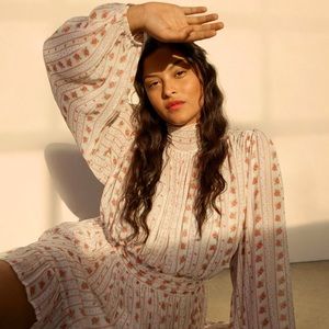 Let Me Be Mock Neck Sheer Mini Dress - Size Medium